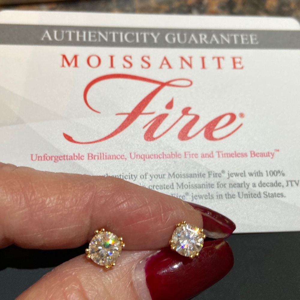 Moissanite, fire stud earring